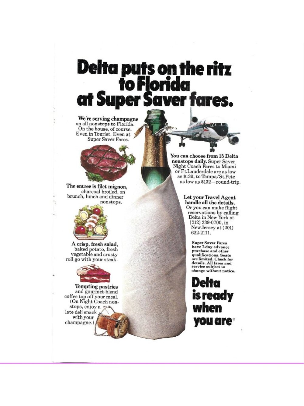 Print Ad Delta Airlines Nonstop Flights To Florida Super Saver Low Fares Filet